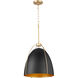 Jamie 3 Light 18.25 inch Matte Black and Aged Brass Pendant Ceiling Light