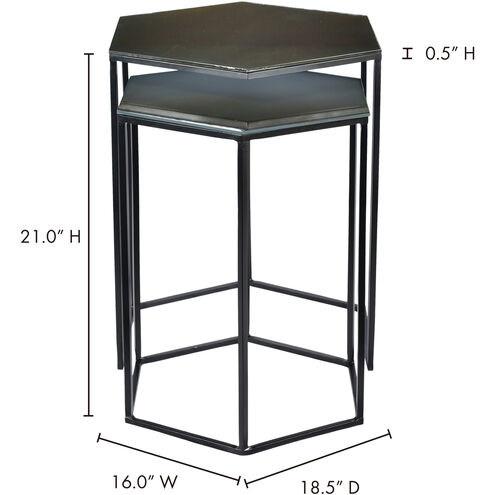 Polygon 21 X 19 inch Black Accent Table, Set of 2