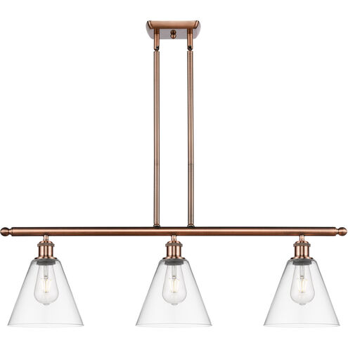 Ballston Ballston Cone LED 36 inch Antique Copper Island Light Ceiling Light in Clear Glass