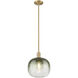 Downtown Urban Brookhaven Sphere 1 Light 10 inch Brushed Brass Mini Pendant Ceiling Light in Slate Glass