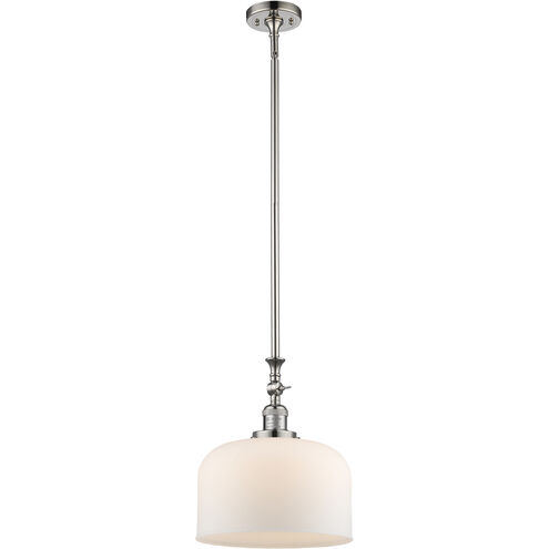 Franklin Restoration Bell LED 12 inch Polished Nickel Mini Pendant Ceiling Light in Matte White, Franklin Restoration