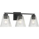 Riville 3 Light 22.75 inch Matte Black Bathroom Vanity Light Wall Light