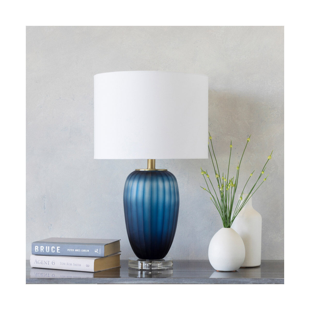 Oliver 24.25 inch 100 watt Teal/White Table Lighting Portable Light