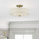 Monroe 3 Light 15 inch Antique Brass Semi Flush Mount Ceiling Light, Large
