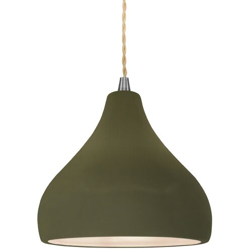 Radiance LED 8 inch Matte Green and Brushed Nickel Pendant Ceiling Light