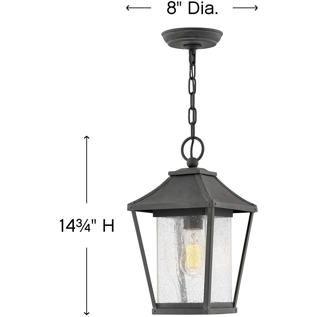 Palmer 1 Light 8 inch Museum Black Outdoor Hanging Lantern