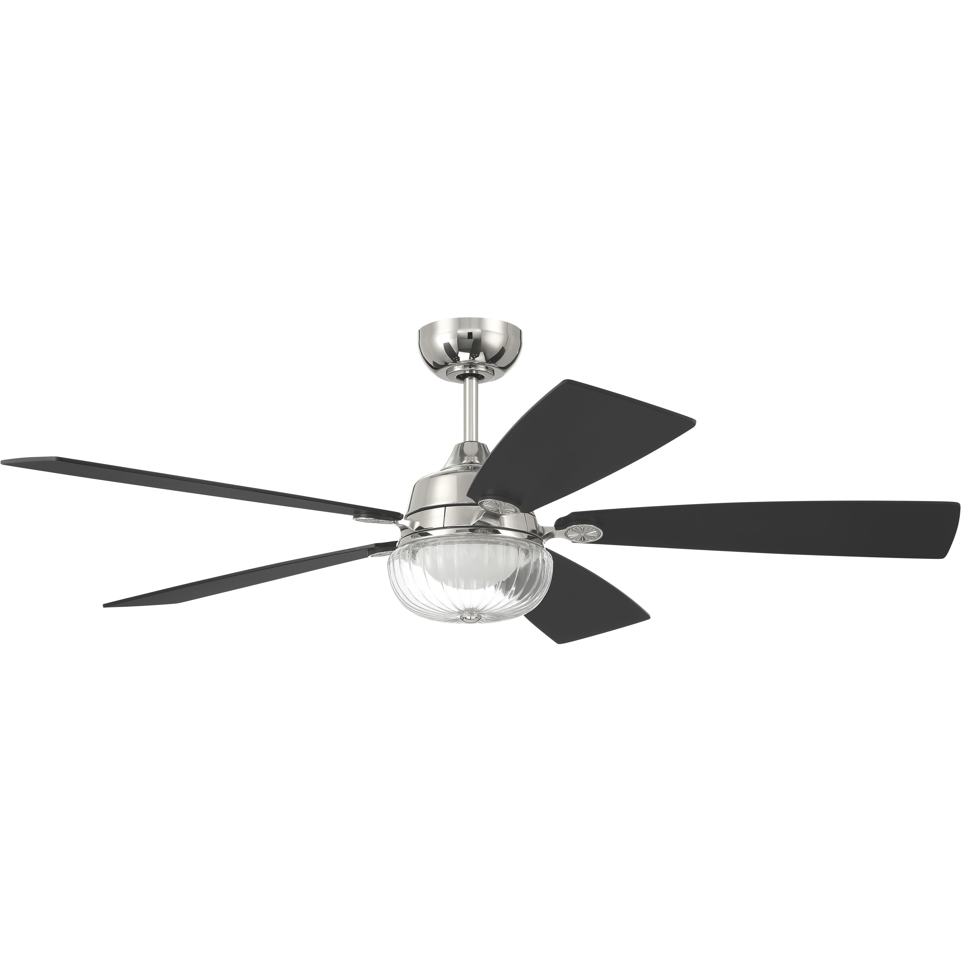 Chandler 52 inch Polished Nickel with Flat Black/Greywood Blades Ceiling Fan