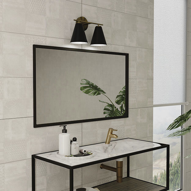 Charlie 2 Light 15 inch Matte Brass Vanity Light Wall Light in Matte Black with White Interior