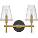 Marten 2 Light 15 inch Heritage Brass Bath Light Wall Light