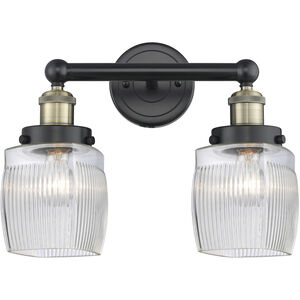 Colton 2 Light 15 inch Black Antique Brass and Clear Halophane Bath Vanity Light Wall Light