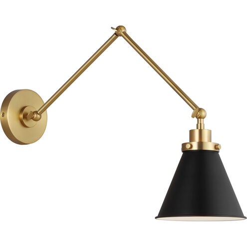 C&M by Chapman & Myers Wellfleet 26 inch 75 watt Midnight Black and Burnished Brass Task Sconce Wall Light in Midnight Black / Burnished Brass