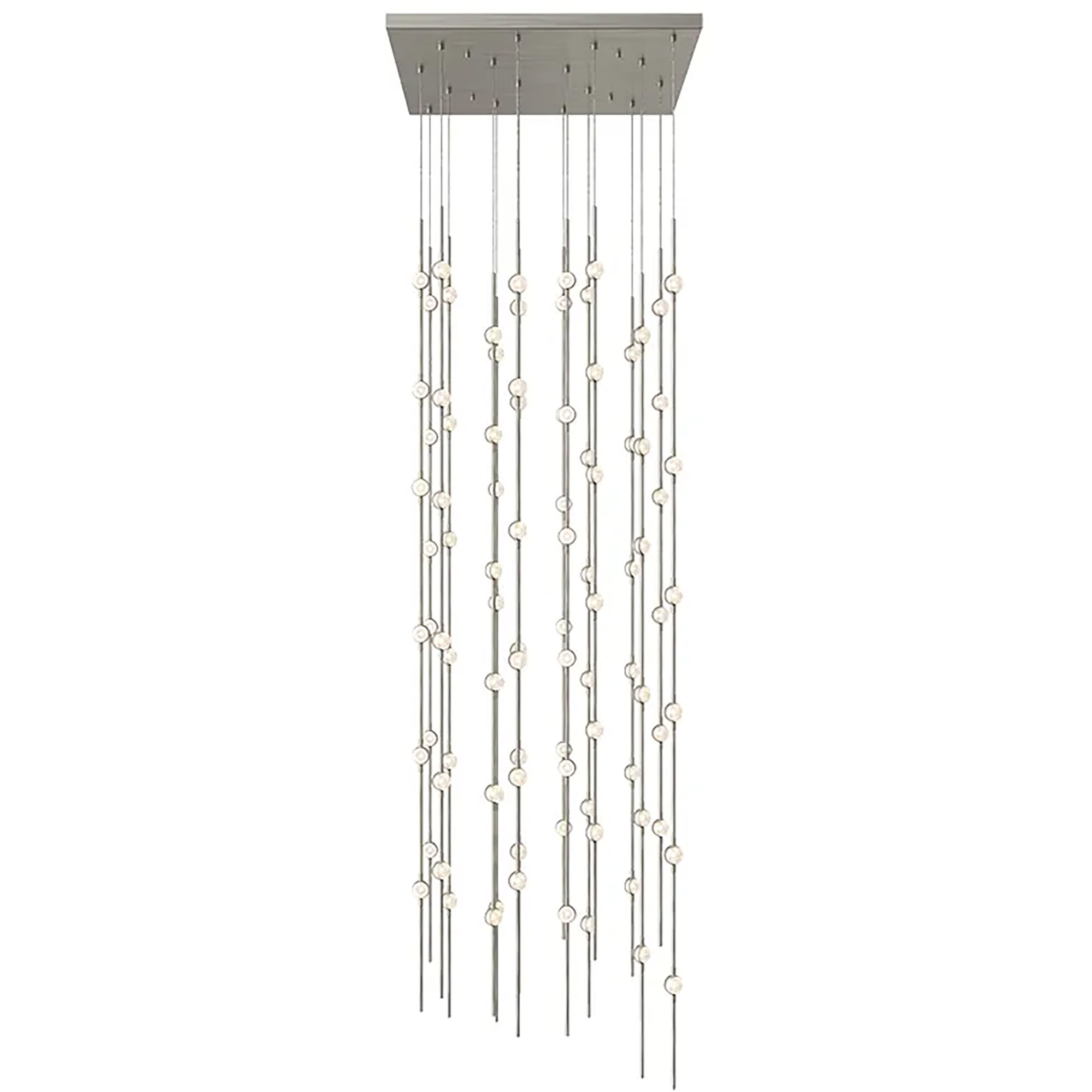 Constellation Andromeda LED 21.5 inch Satin Nickel Chandelier Ceiling Light in 3000K, Clear Faceted Acrylic, 10 FT. Cord