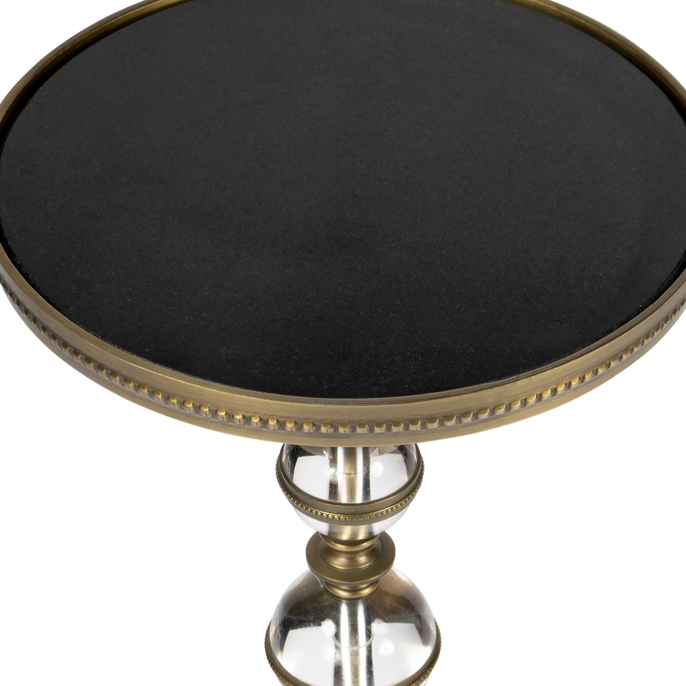 Forella Granite & Acrylic Pedestal Side Table in Black,Bronze,Clear