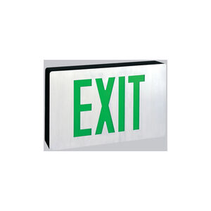 Die-Cast 2 inch Aluminum / Green LED Exit Sign Ceiling Light in Single-Faced, with Battery Backup, Single-Faced, Black Housing