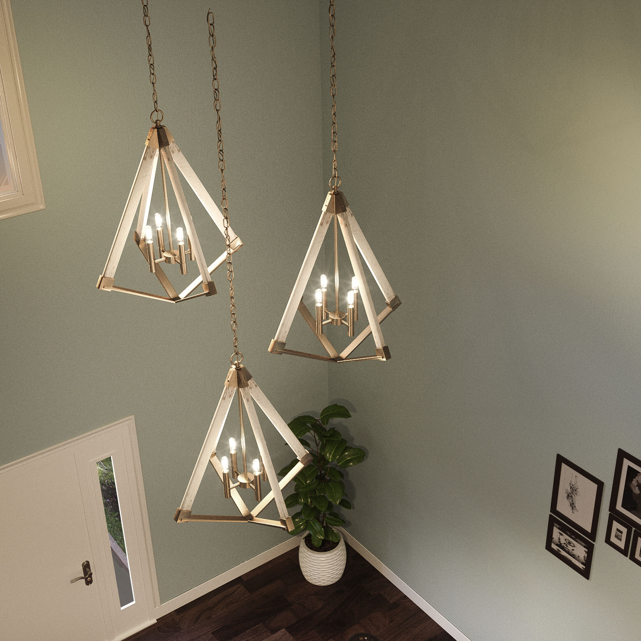 Viewpoint 4 Light 24 inch Weathered Brass Foyer Chandelier Ceiling Light