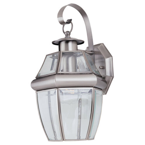 Lancaster 1 Light 12 inch Antique Brushed Nickel Outdoor Wall Lantern, Small