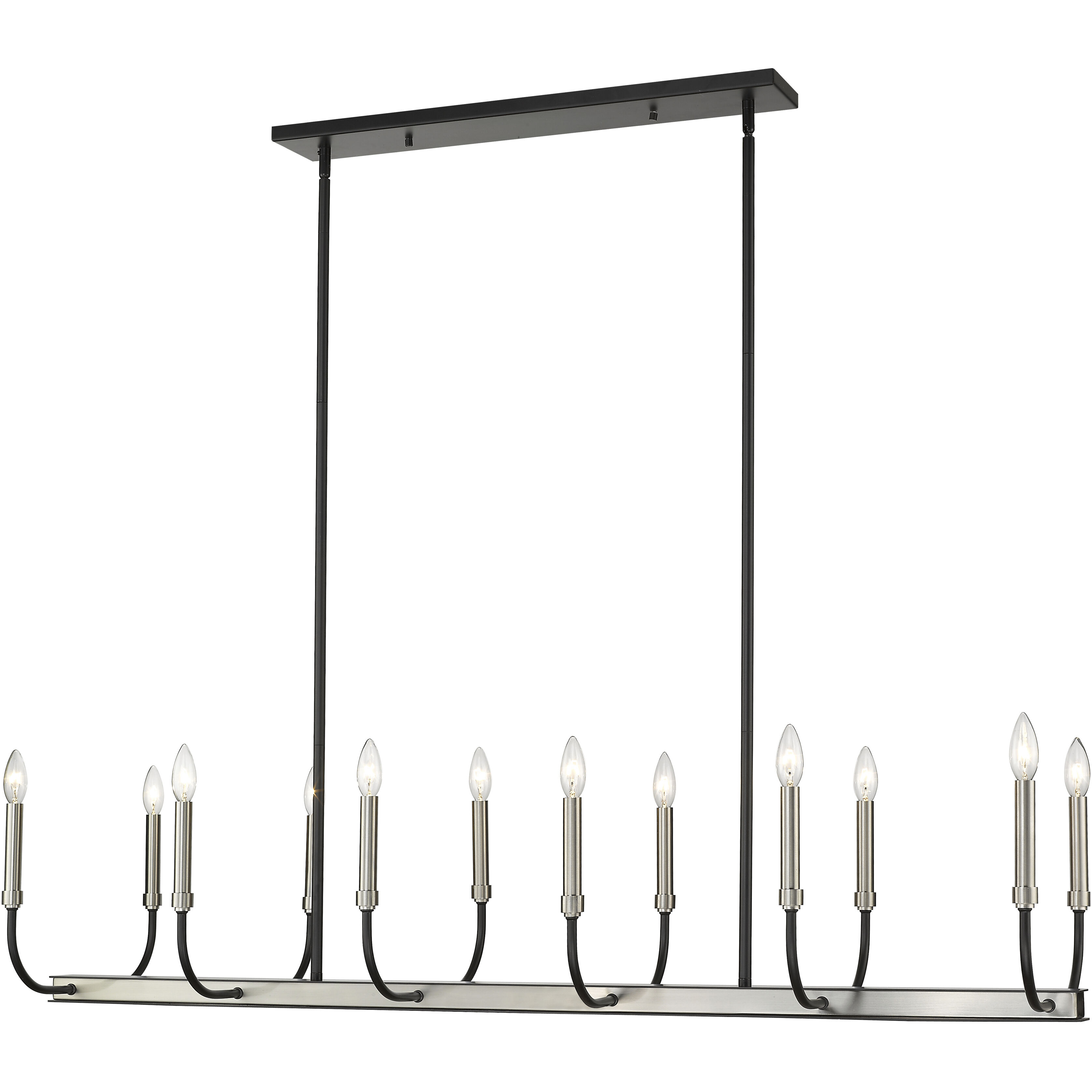 Haylie 12 Light 56 inch Matte Black and Brushed Nickel Linear Chandelier Ceiling Light