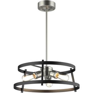 Gentry 3 Light 17 inch Satin Nickel and Graphite Pendant Ceiling Light