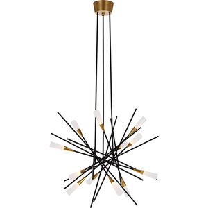 Chapman & Myers Stellar LED 27.25 inch Matte Black and Antique Brass Chandelier Ceiling Light, Medium