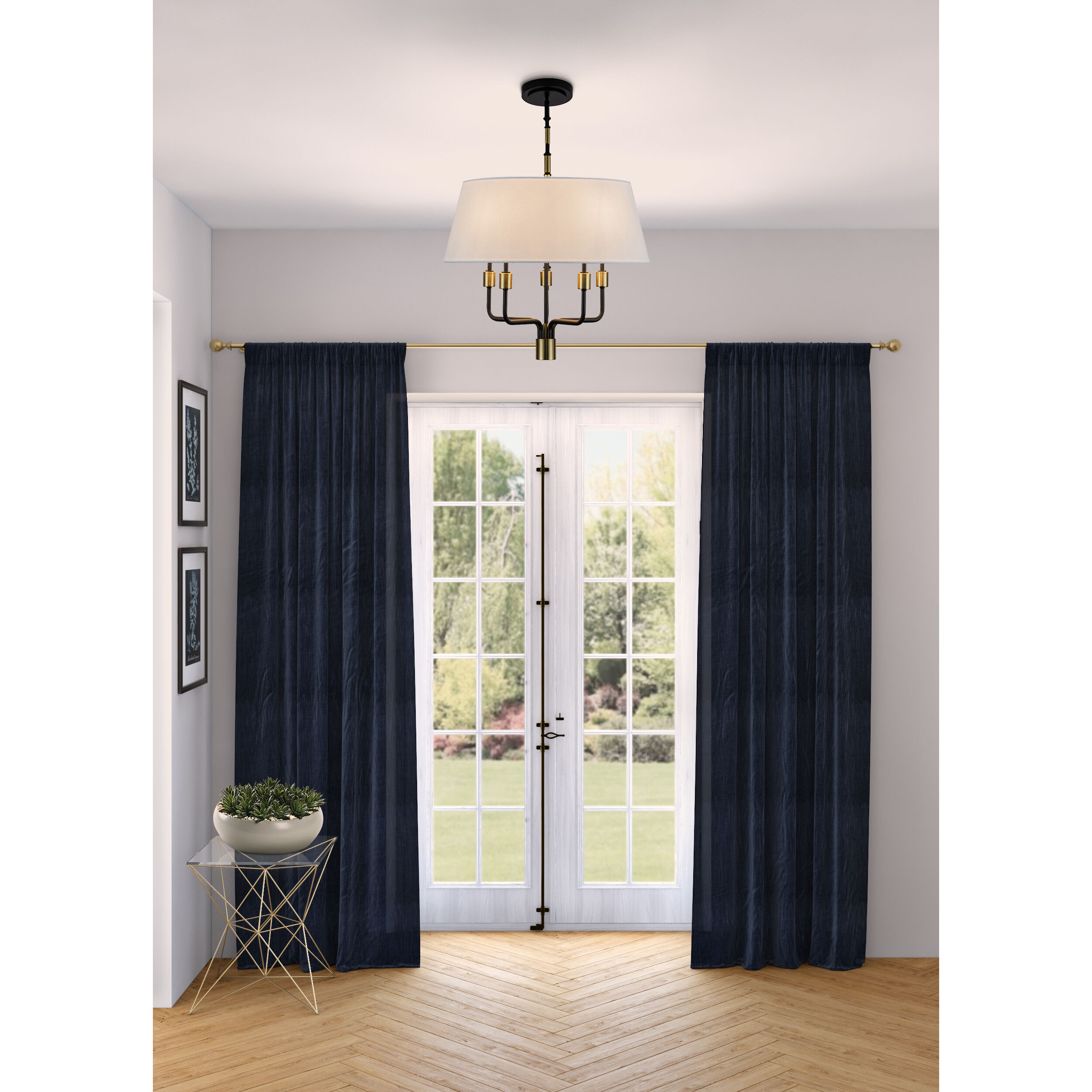 Providence 5 Light 24 inch Black and Brushed Brass Pendant Ceiling Light