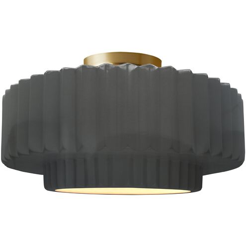 Radiance LED 14.5 inch Gloss Grey and Brushed Brass Semi Flush Ceiling Light