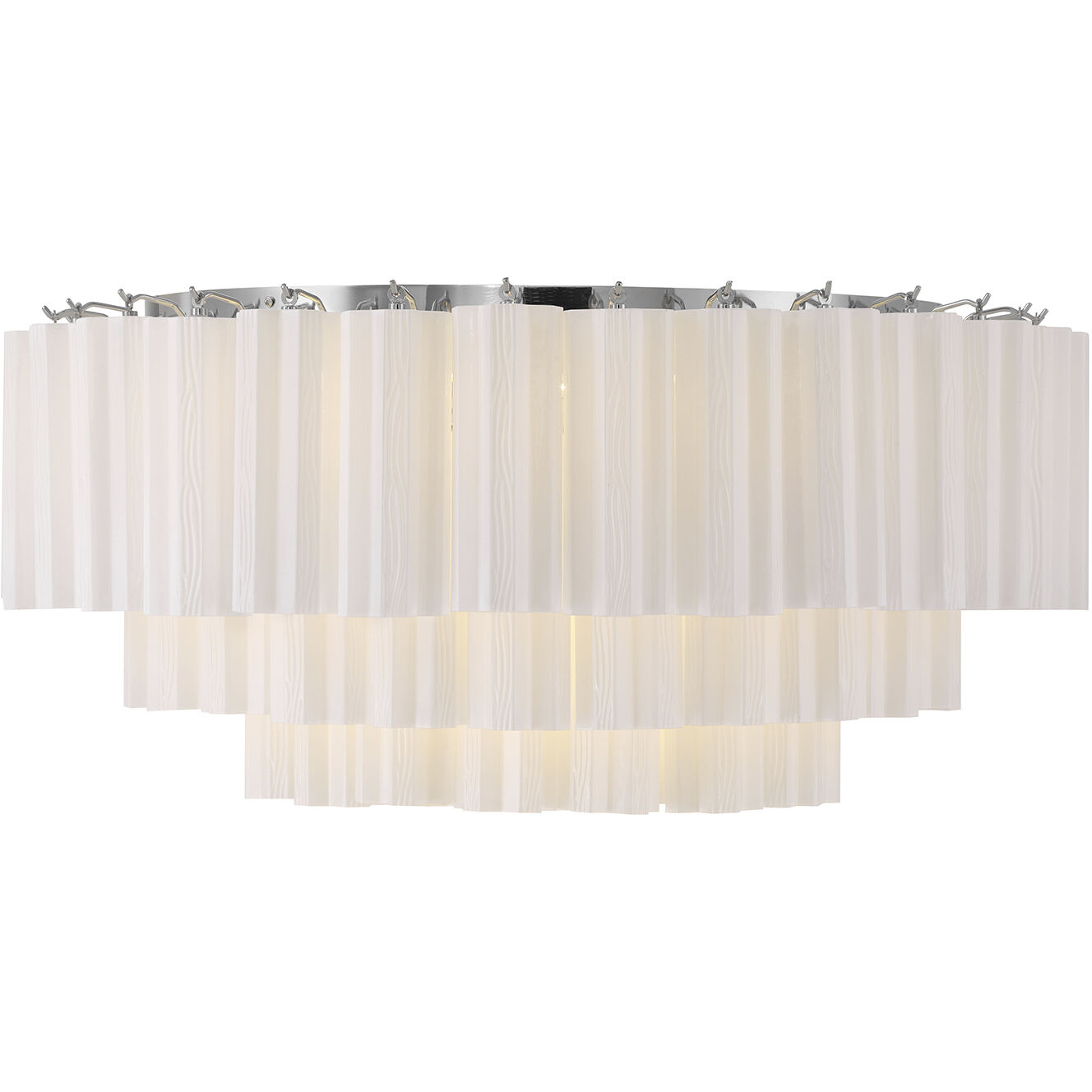 Addis 16 Light 32 inch Polished Chrome Flush Mount Ceiling Light in Tronchi Glass White