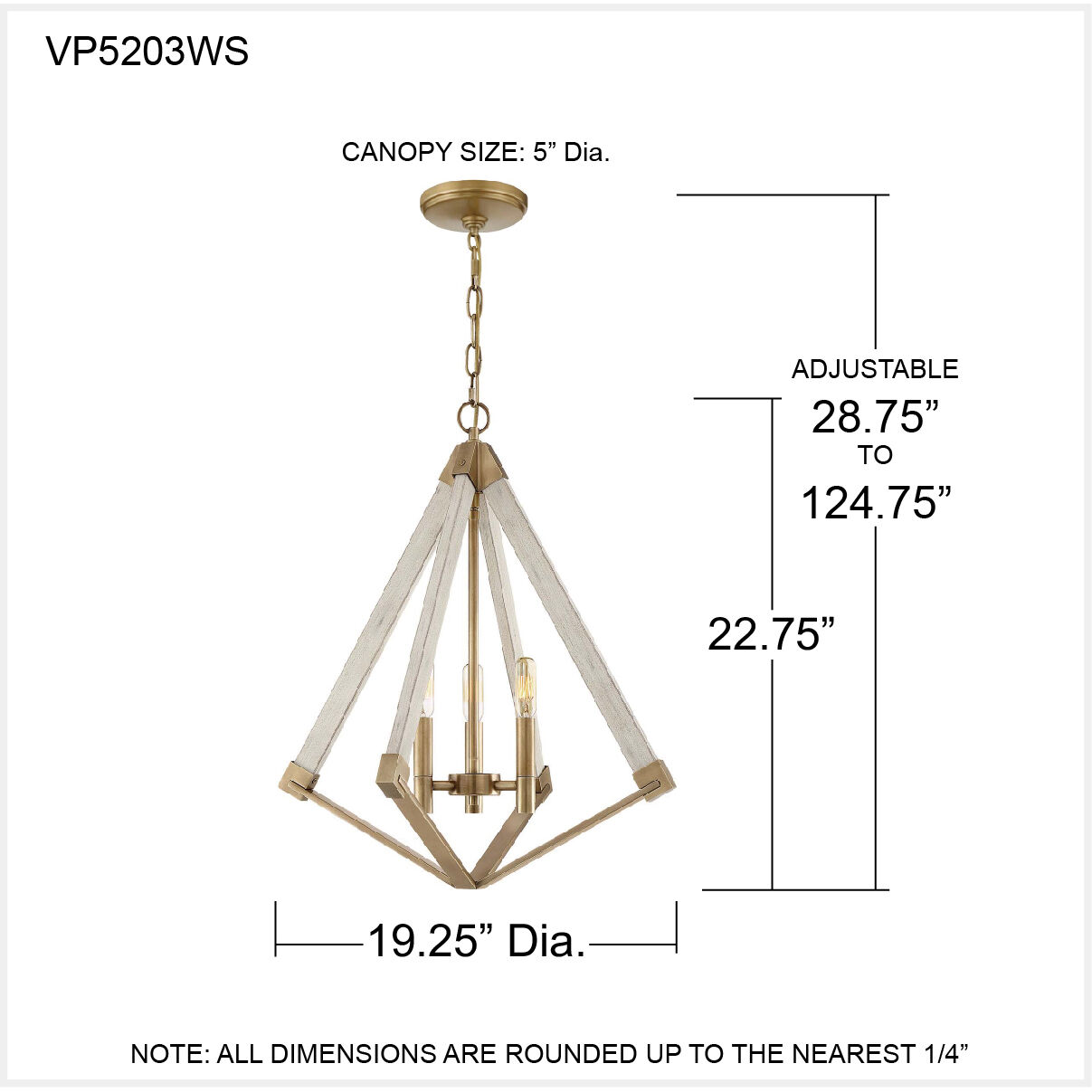 Viewpoint 3 Light 19.25 inch Weathered Brass Foyer Chandelier Ceiling Light