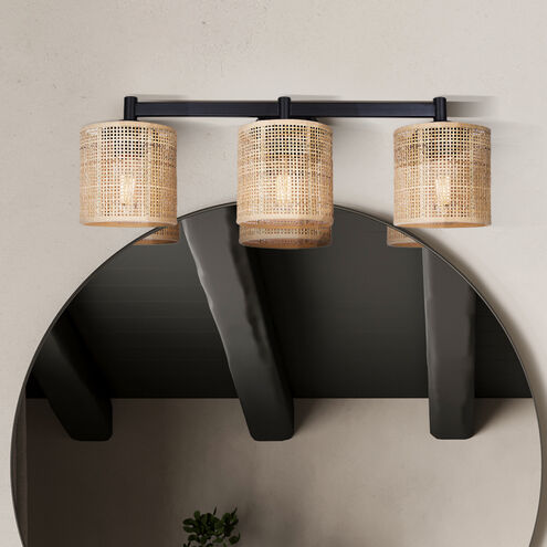 Meadow 3 Light 25.25 inch Black Vanity Light Wall Light