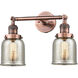 Franklin Restoration Small Bell 2 Light 5 inch Antique Copper Bath Vanity Light Wall Light in Silver Plated Mercury Glass, Franklin Restoration