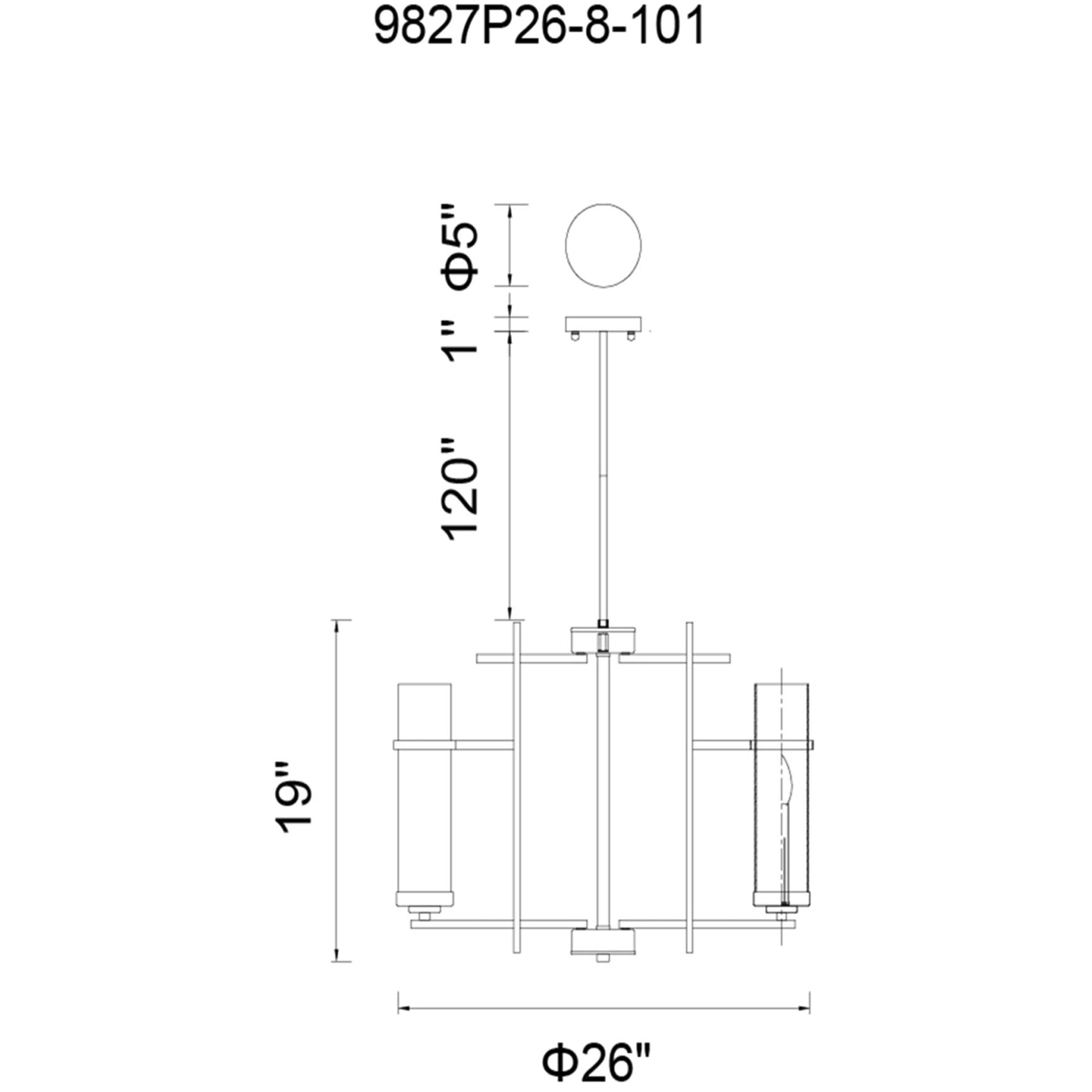 Sierra 8 Light 26 inch Black Up Chandelier Ceiling Light