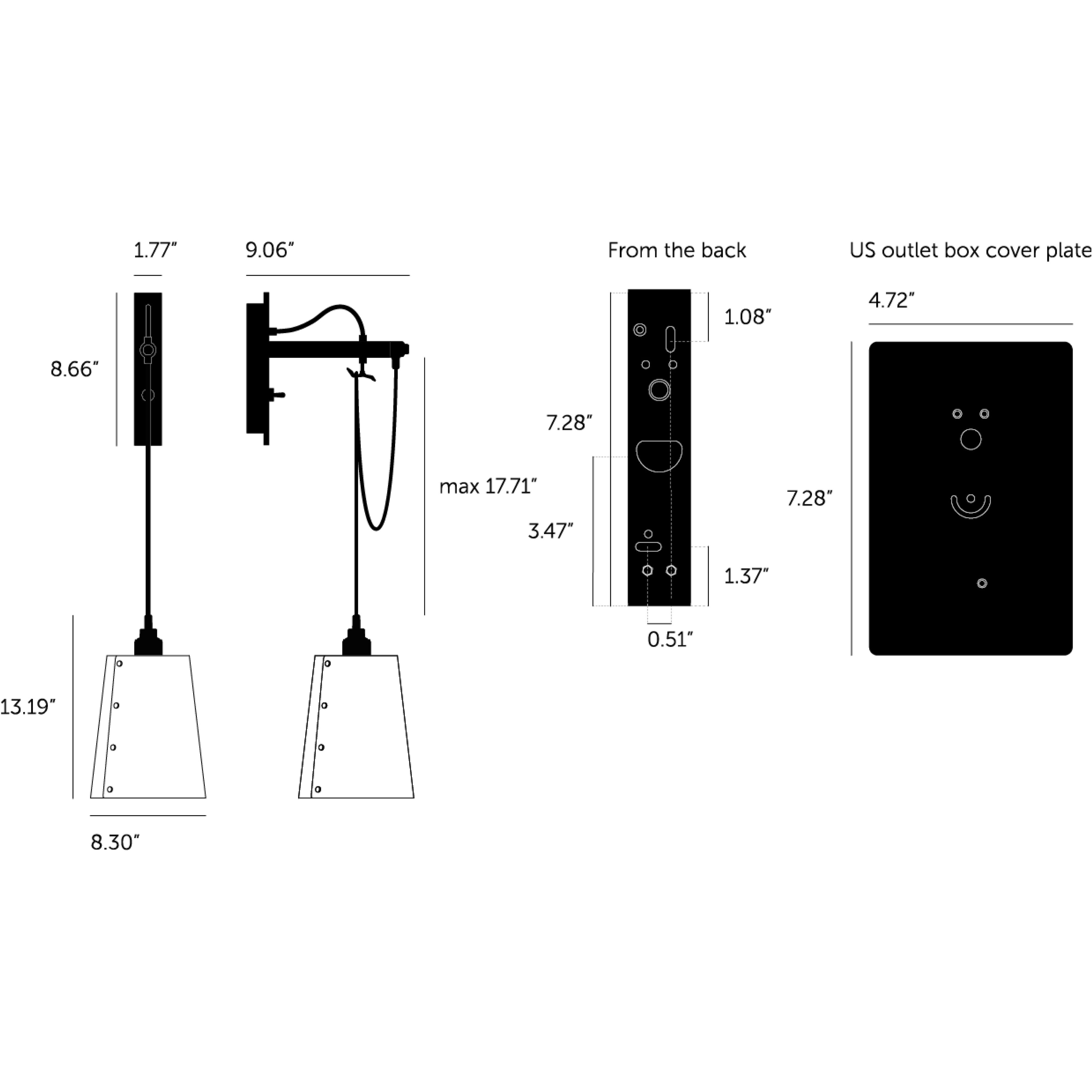 Hooked Wall Light in Graphite / Brass