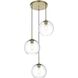 Baxter 3 Light 20 inch Satin Gold Pendant Ceiling Light