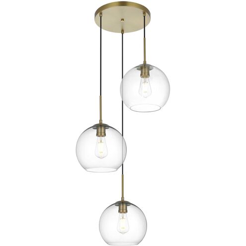 Baxter 3 Light 20 inch Satin Gold Pendant Ceiling Light