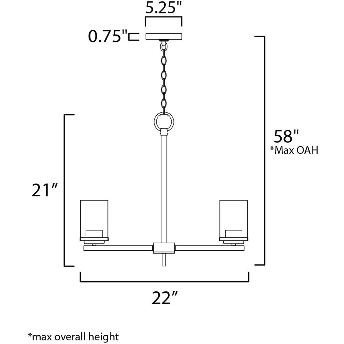 Corona 5 Light 22 inch Black Single-Tier Chandelier Ceiling Light in Frosted