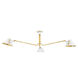 Split 3 Light 62.5 inch Aged Brass and Soft White Semi Flush Ceiling Light