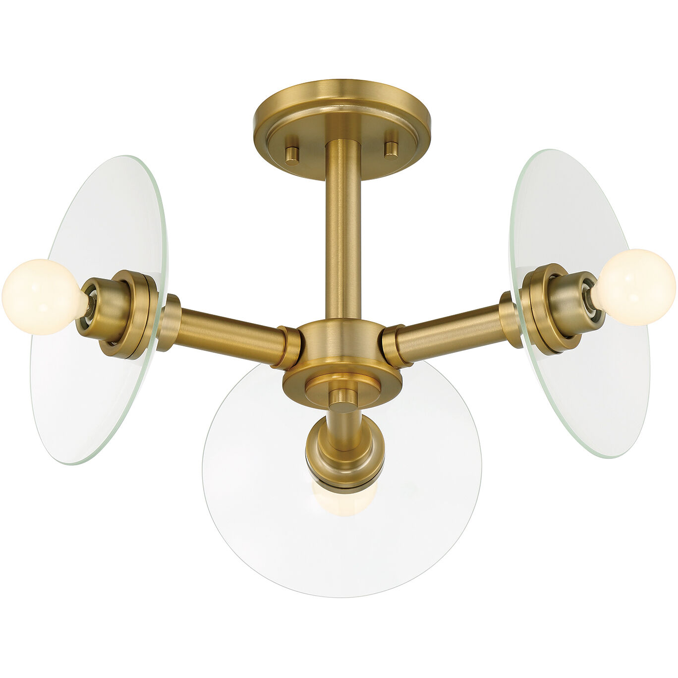 Litto 3 Light 14.75 inch Brushed Gold Semi-Flush Mount Ceiling Light