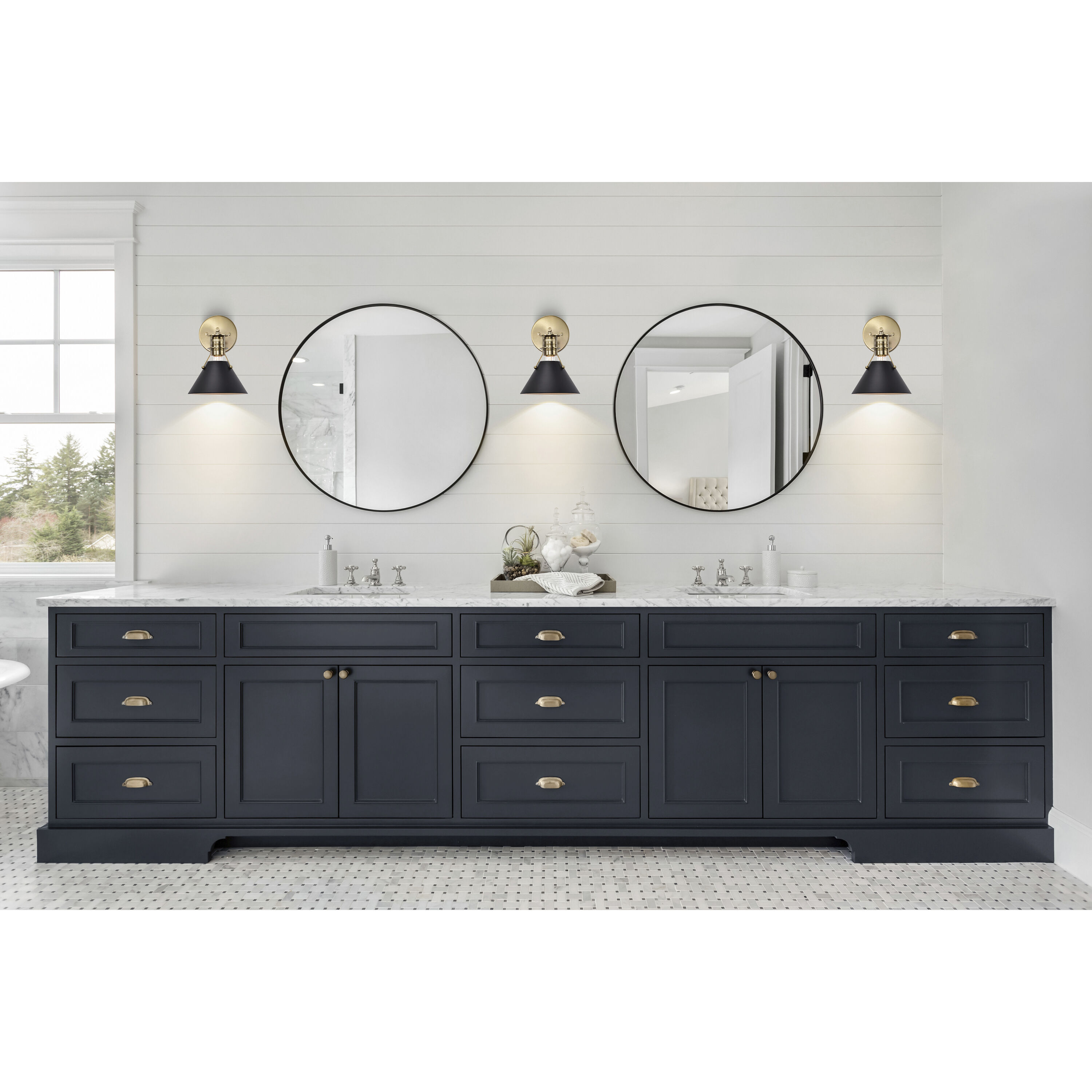 Outpost 1 Light 7 inch Matte Black/Burnished Brass Bathroom Vanity Lights Wall Light