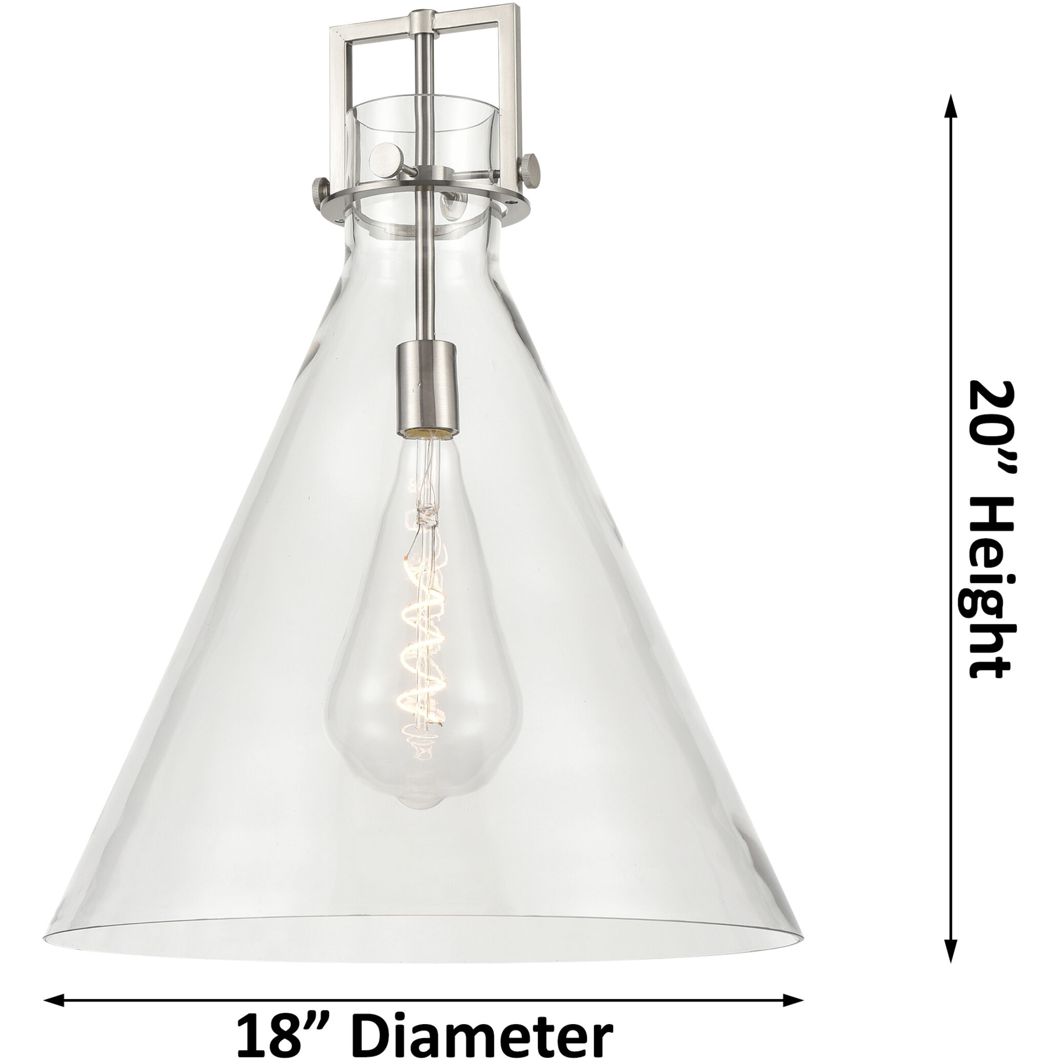 Newton Cone 1 Light 18 inch Satin Nickel Pendant Ceiling Light in Matte White Glass