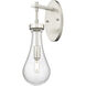 Downtown Urban Owego Armed Sconce Wall Light in Satin Nickel, Seedy