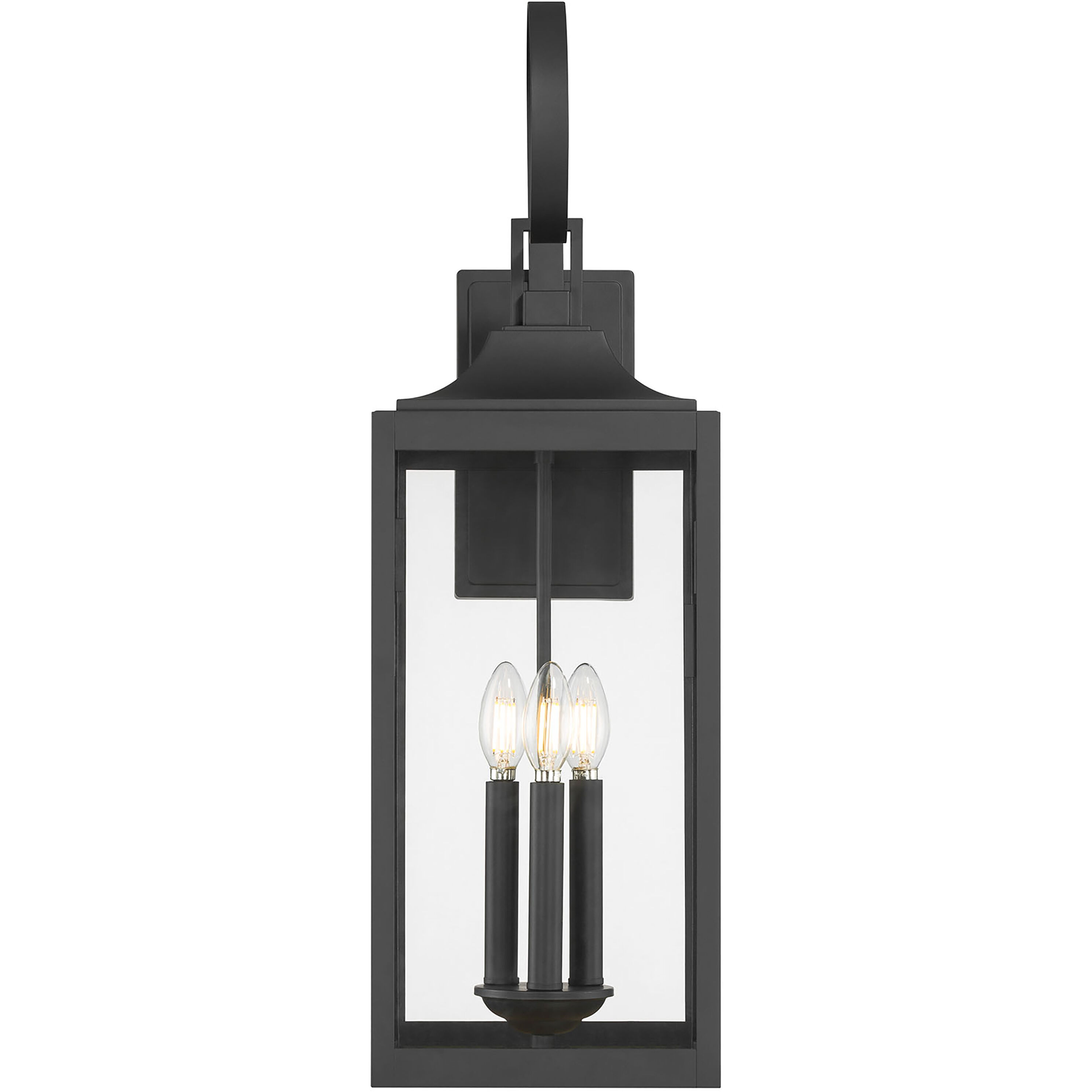 Halston 3 Light 28 inch Powder Coated Black Outdoor Wall Sconce