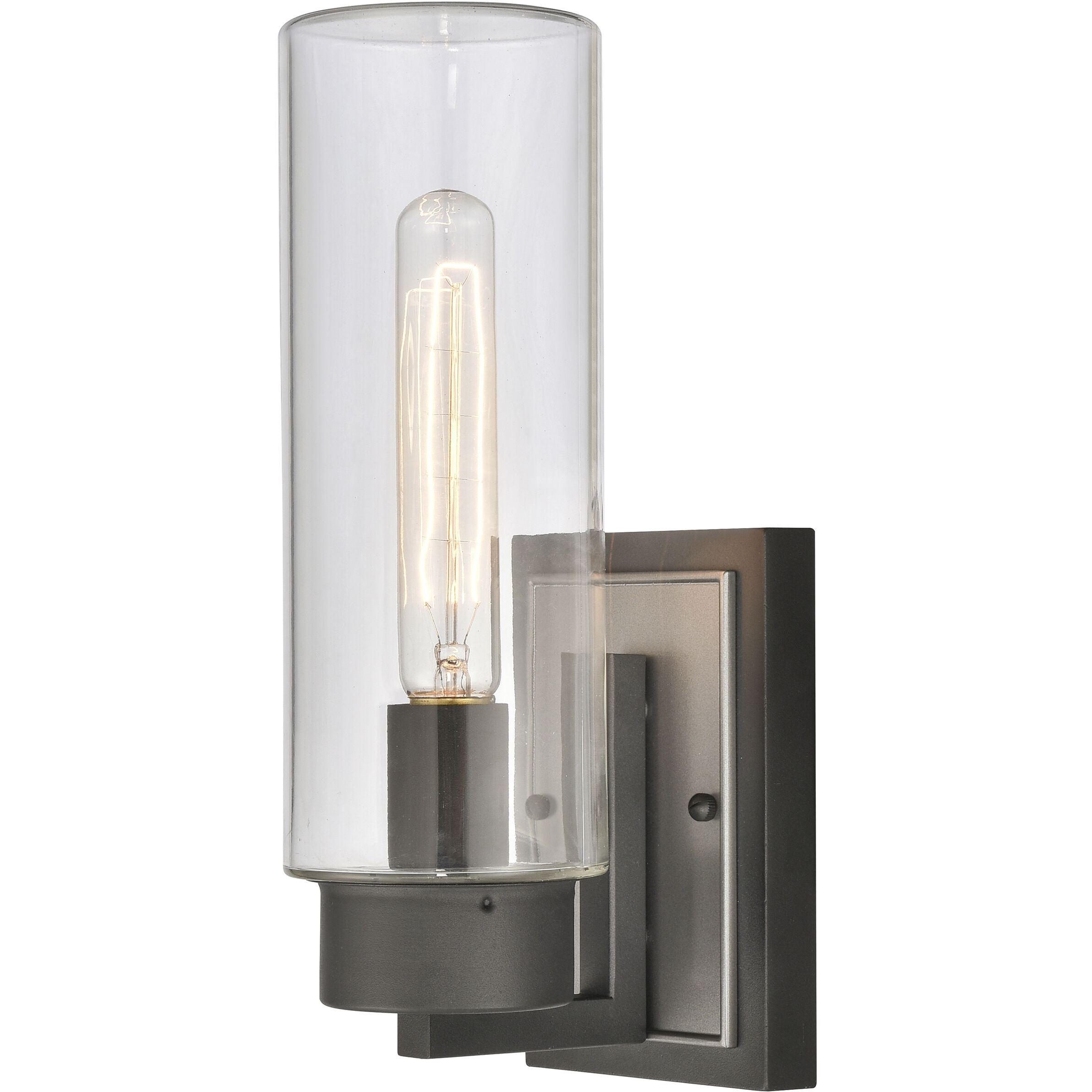 Garity 1 Light 13.5 inch Textured Black with Hematite Outdoor Wall Sconce