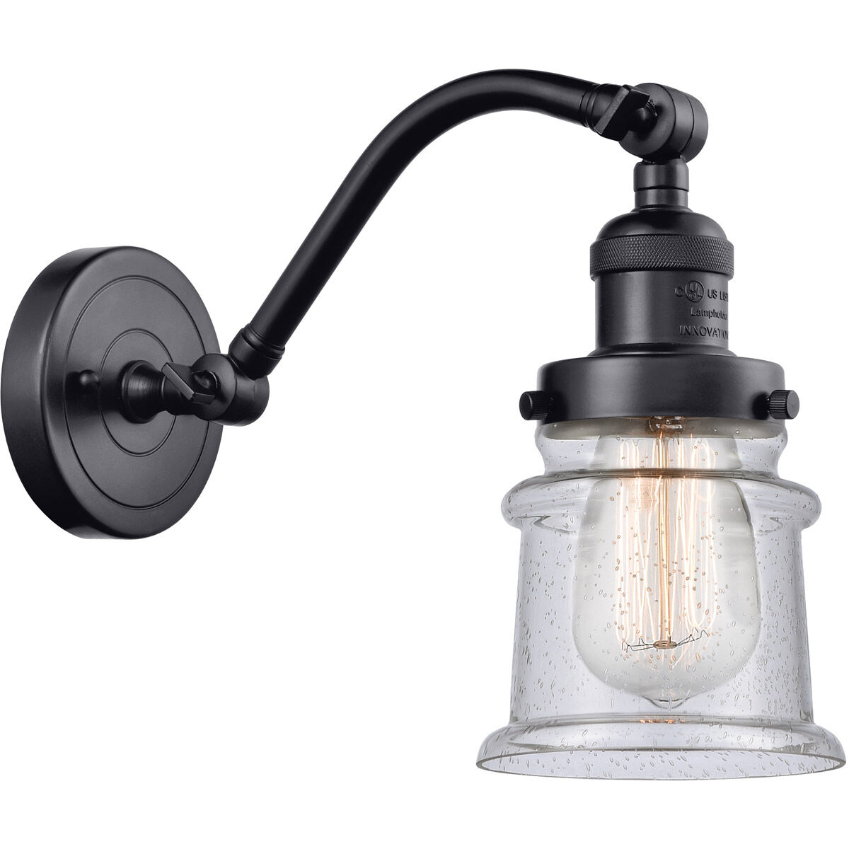Franklin Restoration Small Canton LED 6.5 inch Matte Black Sconce Wall Light in Seedy Glass, Franklin Restoration