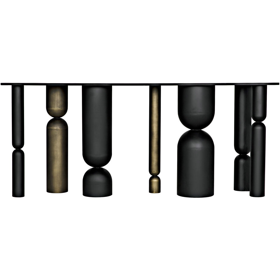 Figaro 71 X 17 inch Matte Black and Aged Brass Console