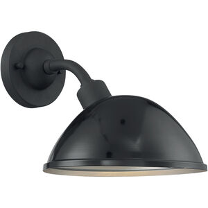 South Street 1 Light 10 inch Gloss Black and Silver Outdoor Wall Fixture