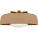 Richard June Liora 1 Light 15 inch Estate Brass Flush Mount Ceiling Light in LED, Toast Stoneware