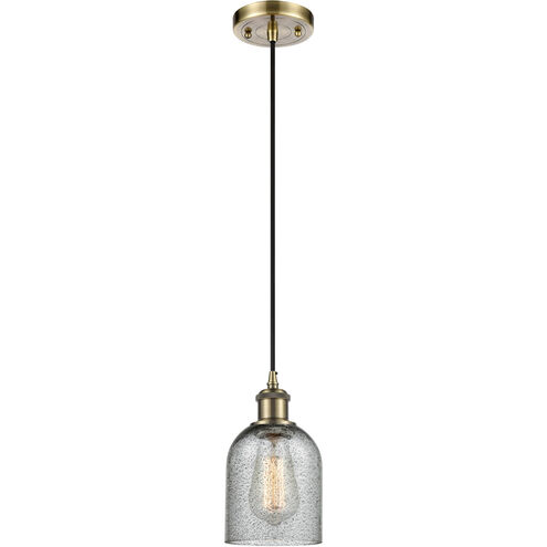 Ballston Caledonia 1 Light 5 inch Antique Brass Mini Pendant Ceiling Light in Incandescent, Charcoal Glass, Ballston