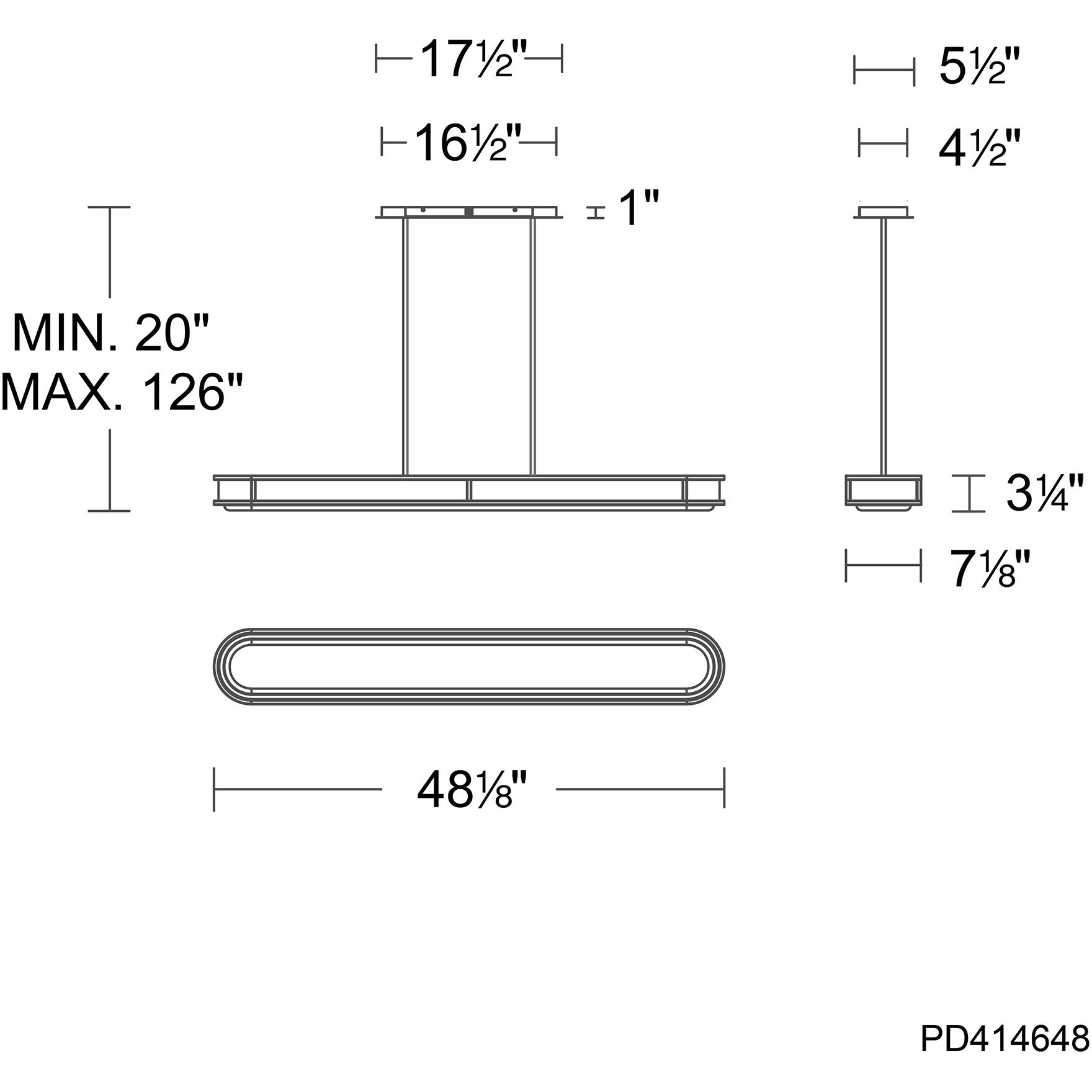 Longboard LED 48.13 inch Black Brushed Nickel Linear Pendant Ceiling Light, dweLED