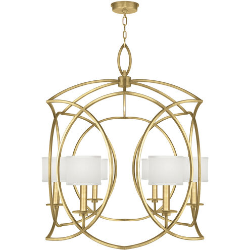 Cienfuegos 6 Light 30.5 inch Gold Chandelier Ceiling Light in Gold Leaf, Laminated White Fabric