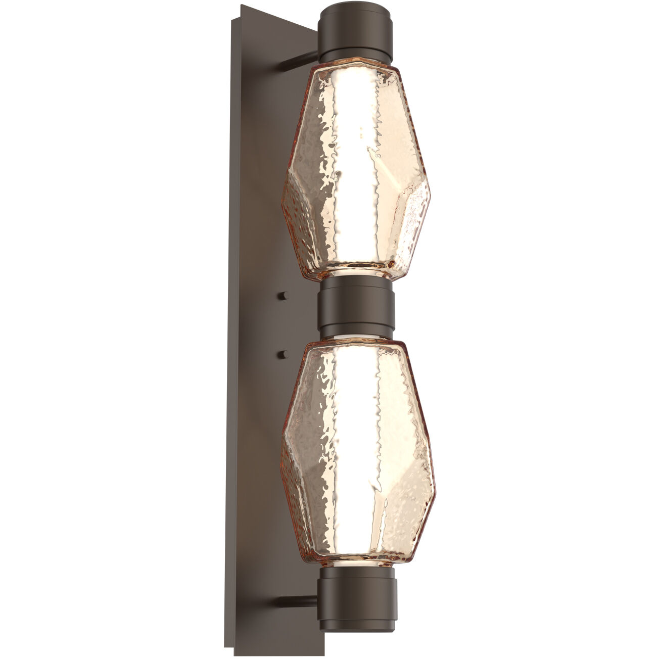 Gem Mandrel Sconce Wall Light in 3000K LED, Flat Bronze, Amber Blown Glass