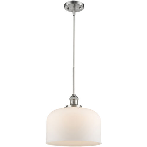 Franklin Restoration Bell LED 12 inch Polished Nickel Mini Pendant Ceiling Light in Matte White